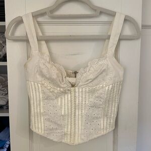 With Jean White Corset Top